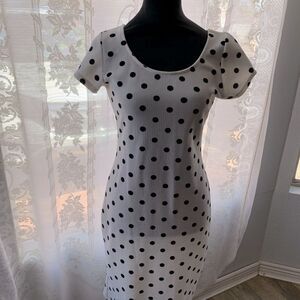 Rainbow Black White Polka Dot Bodycon Dress M – Retro Pin-Up Y2K Date Night
